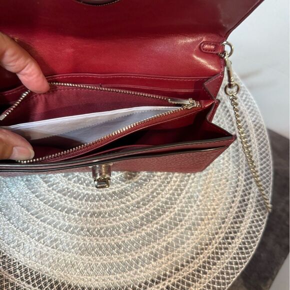 Coach Leather Chain Crossbody in Cherry Red/Silver NWT - Picture 9 of 16